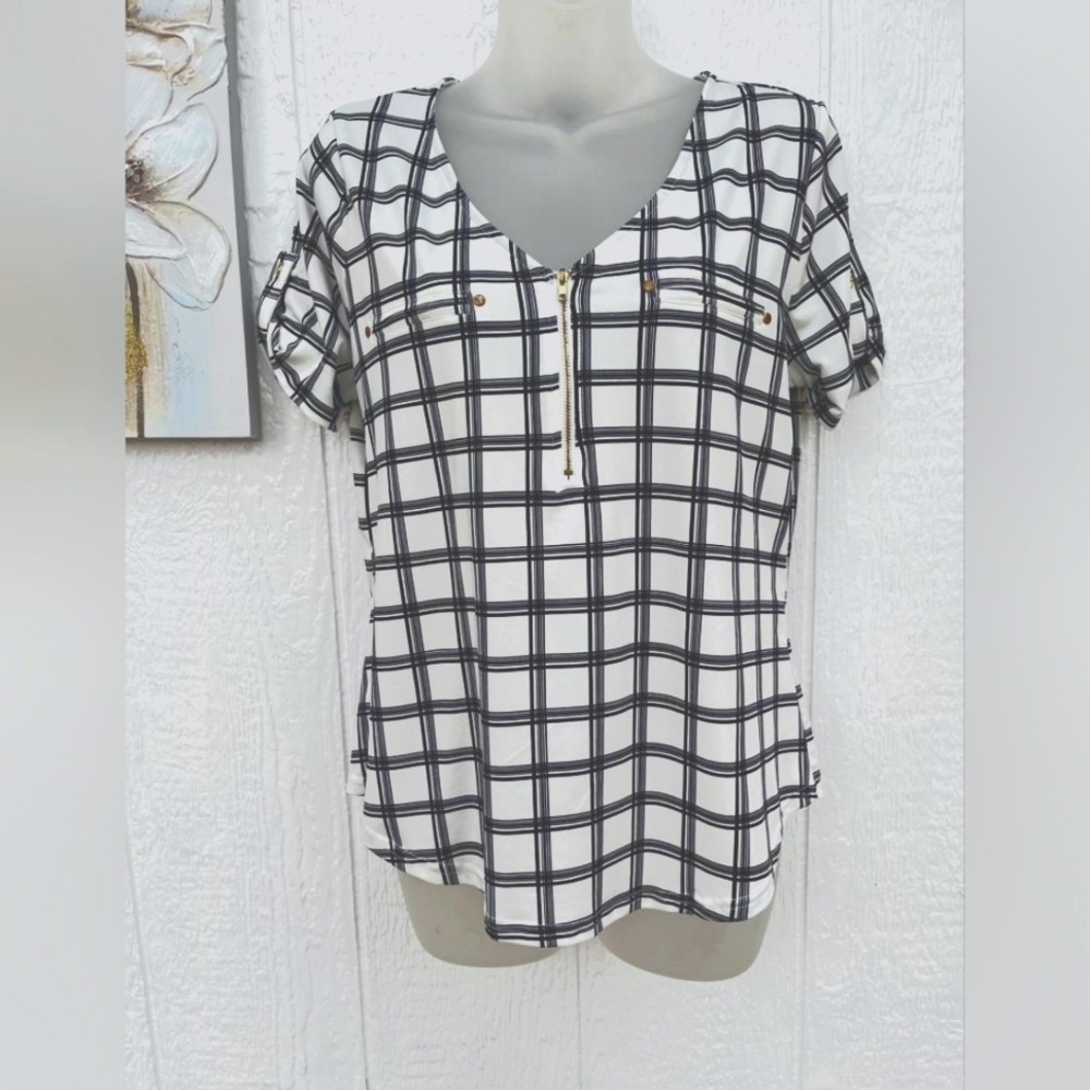 Blouse THE WORKSHOP Black women's black and white squares size XL